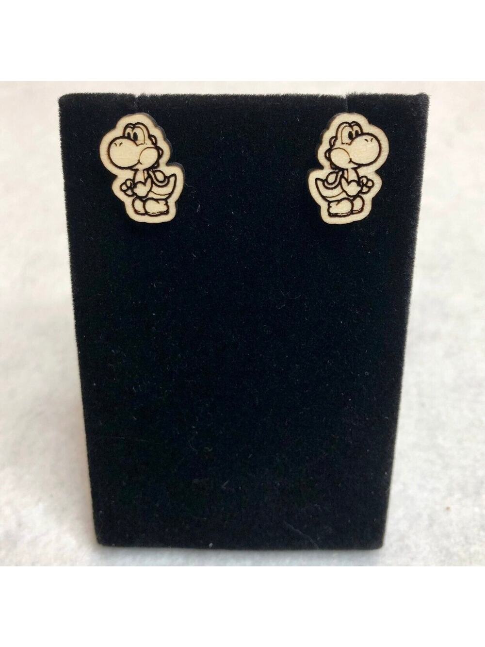 Yoshi Super Mario Wooden Stud Earrings
